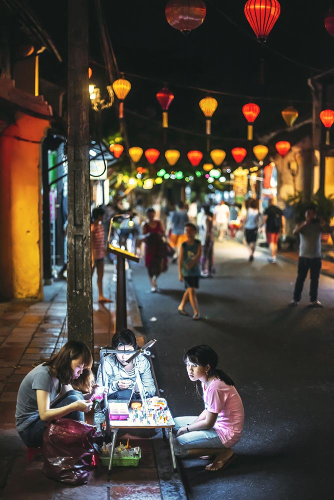 HOI AN - VIETNAM - JANUARY 17, 2014: Typical street night view i