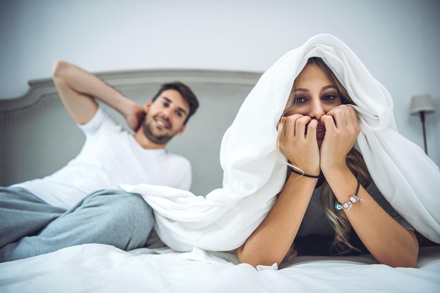 Couple enjoying time in bed