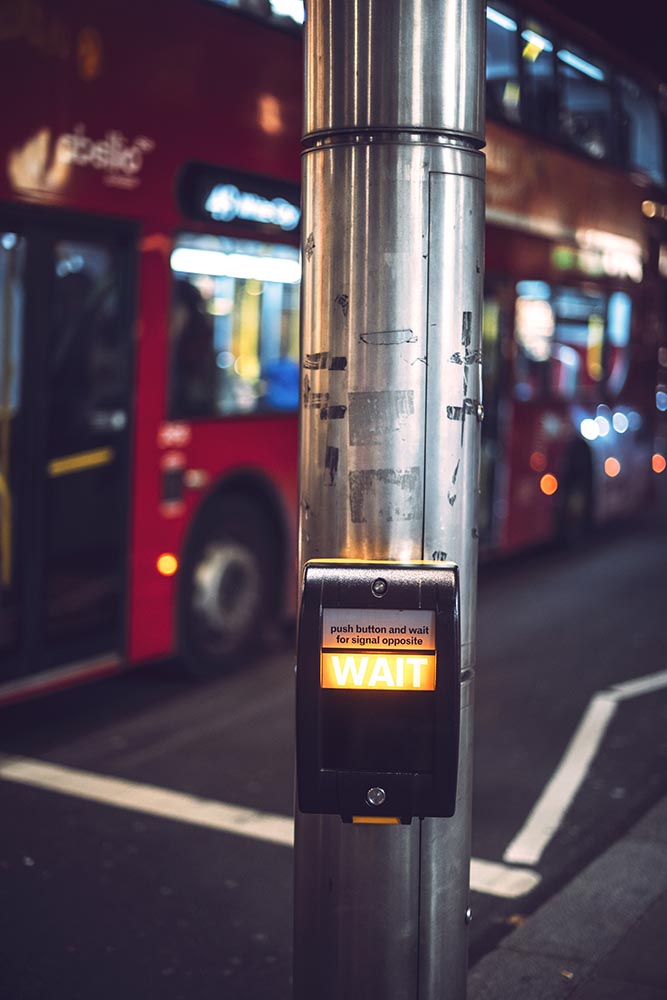 London crosswalk button.