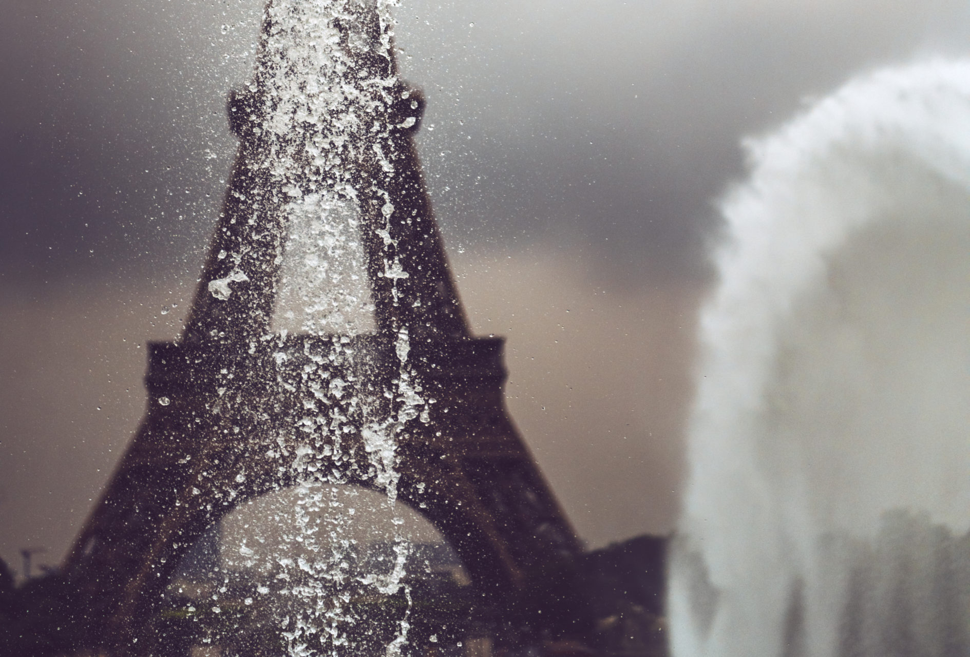 Eiffel Tower fand fountain in Paris, France
