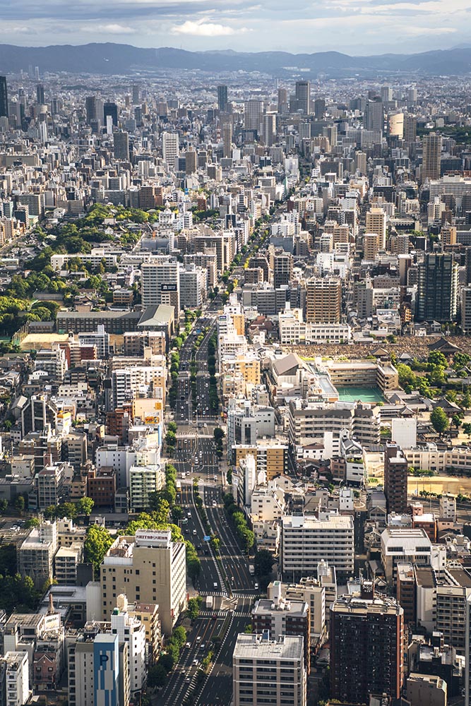 Aerial view of Osaka city, Japan