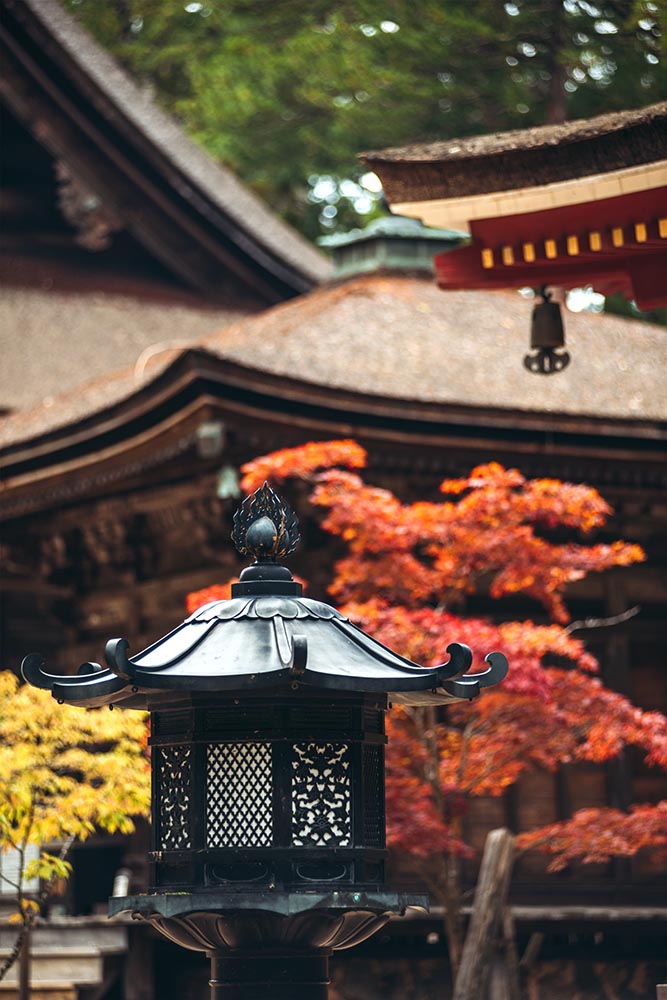 Lanterns in a temple in Koyasan (Koya-San), Japan