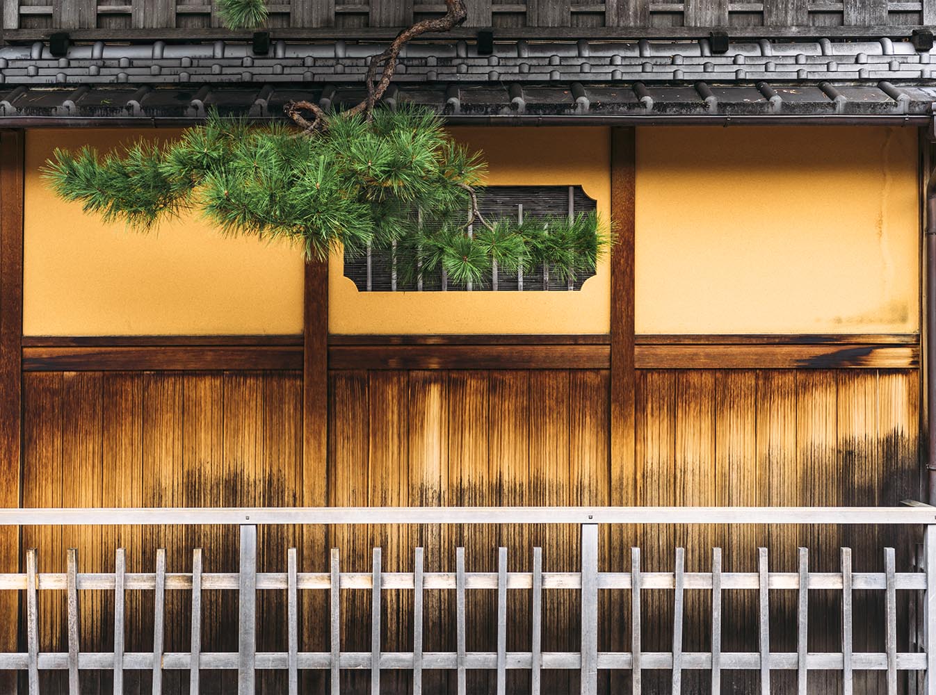 Wall of a traditional japanese house in Kyoto, Japan