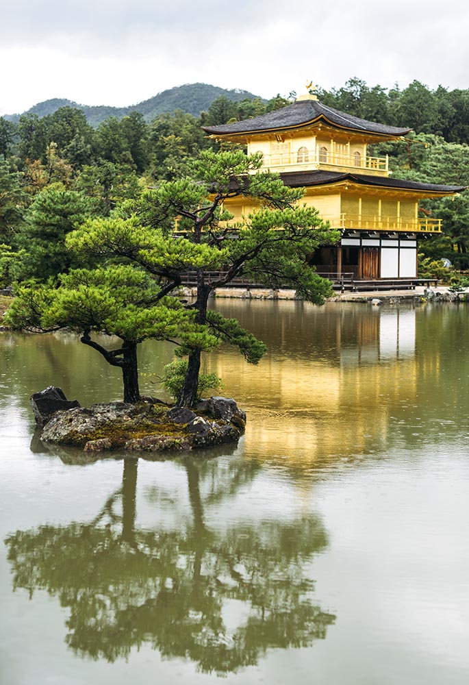 Golden Japanese Temple (Kinkaku ji Temple). Kyoto, Japan